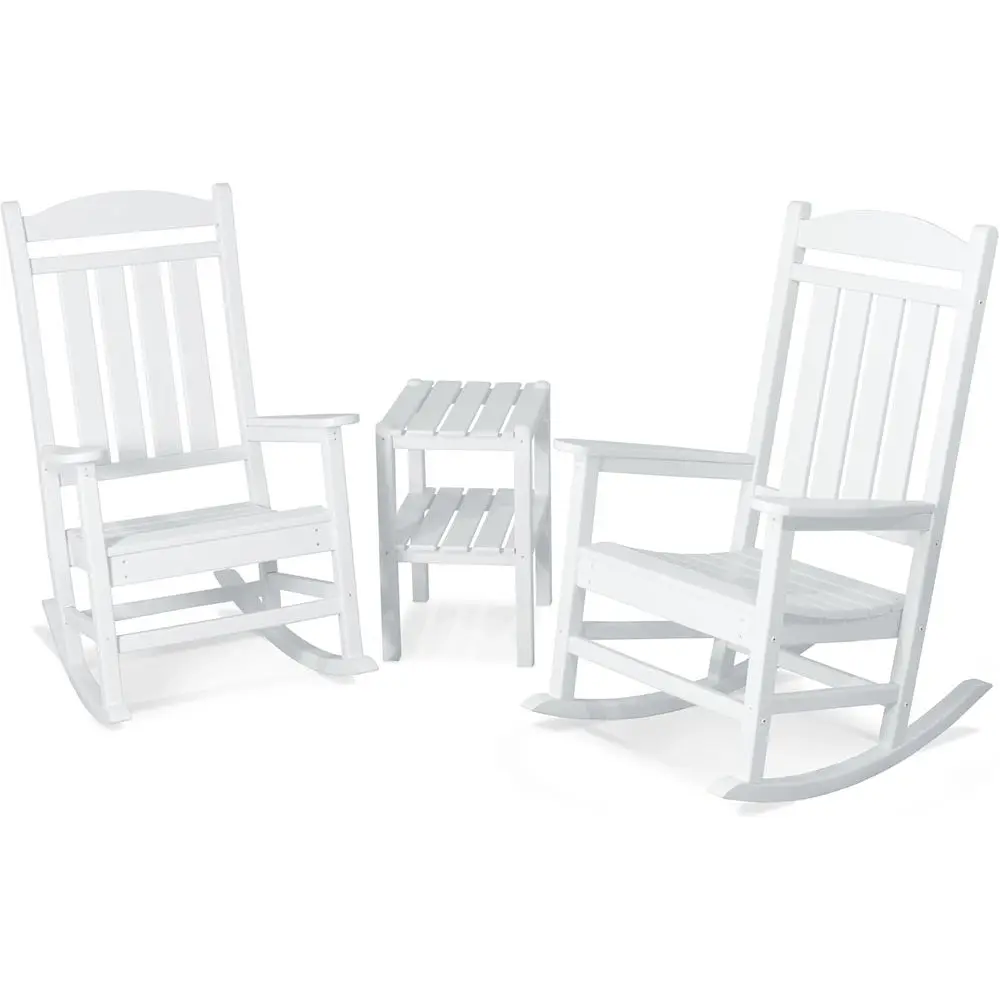 

3-Piece White Rocker Chair Set, Presidential Style