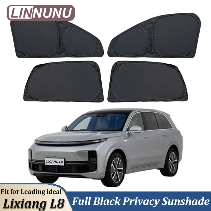 LINNUNU For LI Lixiang L8 Full Black Car Sunshade Side Window Privacy Curtains Front Rear Sunscreen Heat Insulation Sunshield