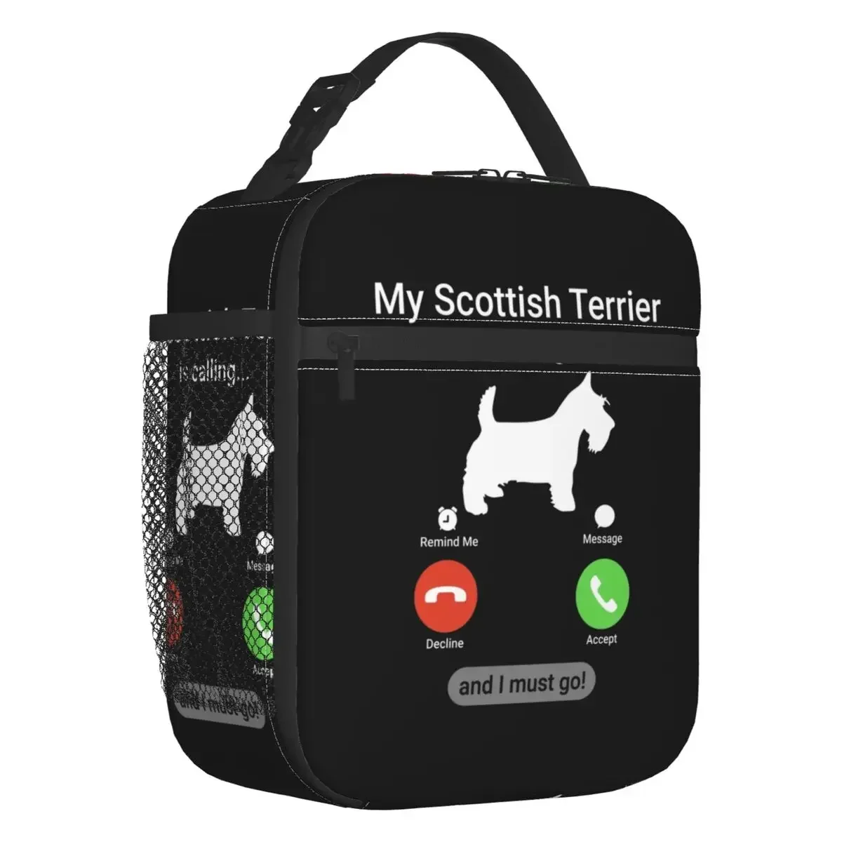 My Scottish Terrier Is Calling Insulated Lunch Bags for Women Scottie Dog Resuable Thermal Cooler Bento Box School