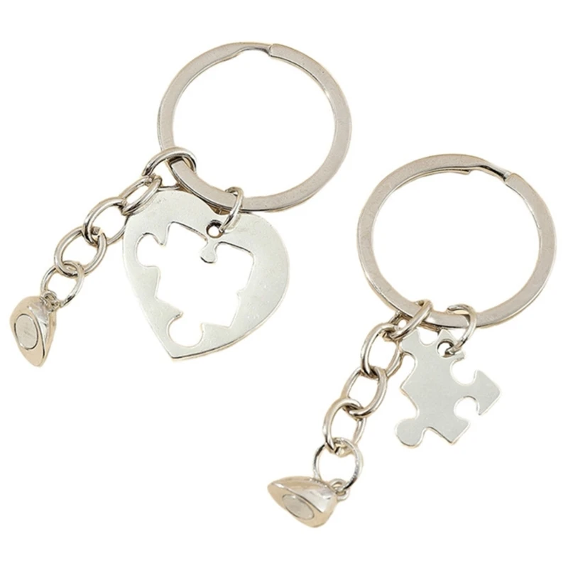 1 Pair Map Puzzle Keychain Key Chain Set Customizable Keyring for Couples