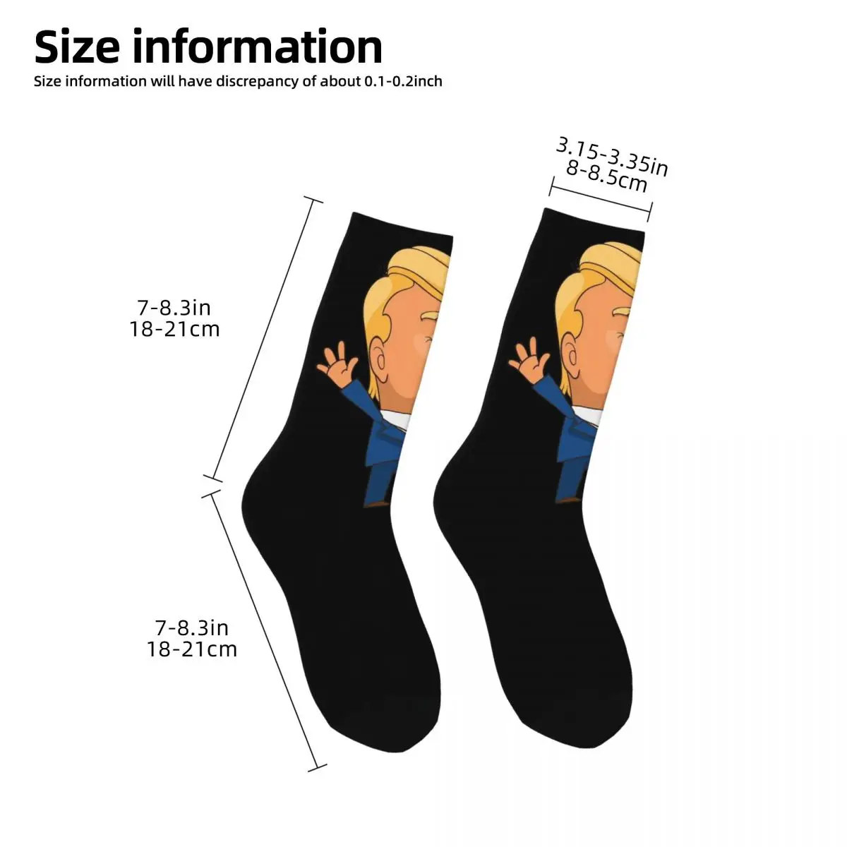 Donal Trump kaus kaki kartun uniseks, kaus kaki cetakan 3D bahagia bersepeda, kaus kaki gaya jalanan untuk pria dan wanita