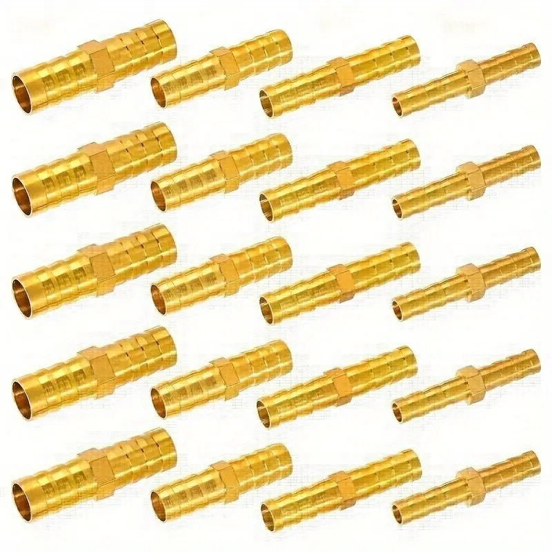 20Pcs Brass Hose Fitting Kit, Barb Connectors for Air Water Fuel Oil, Leak-Proof, Universal 6/8/10/12mm