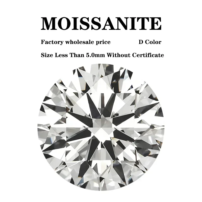 

Factory Wholesale Price Moissanite Stone D Color Vvs1 Round Cut Advanced DIY Charms Jewelry Making Materials with Certificate