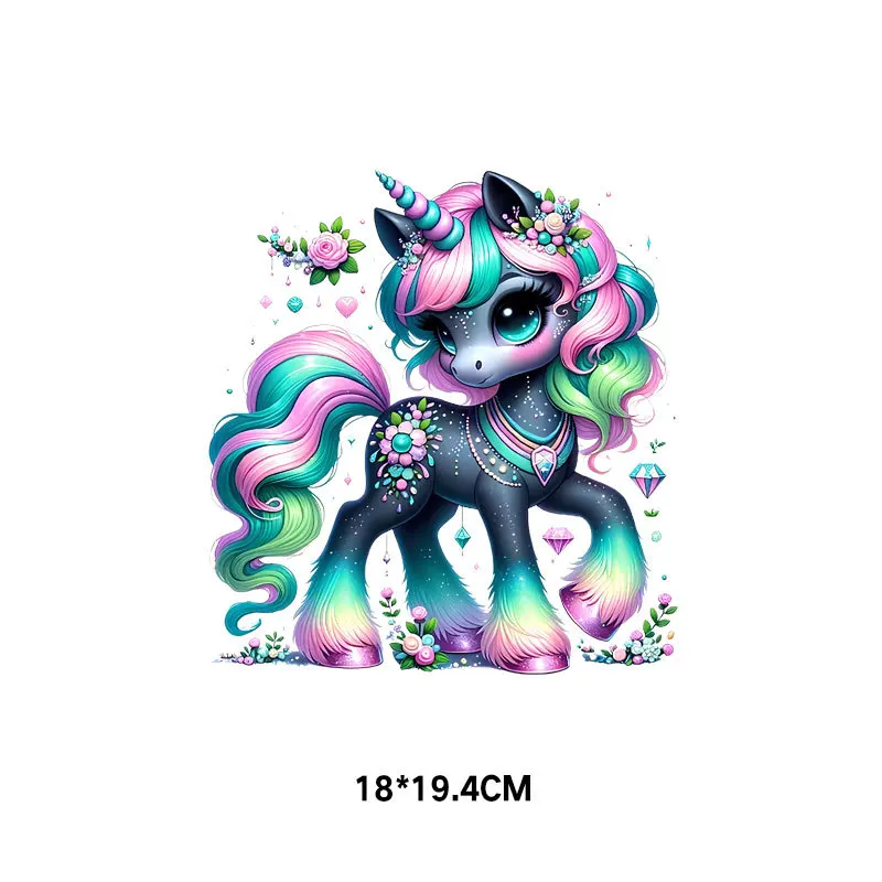 Cartoon Cute Unicorn Heat Transfer patch for clothing DIY children\'s printing, used for clothing ironing applications