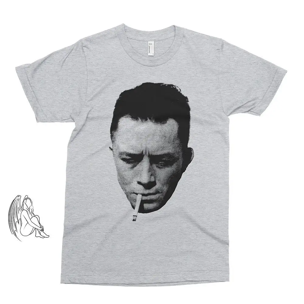 Albert Camus Portrait T-shirt, Tee, Author, Writer, Stranger, Plague, Sartre, Kafka, Nietzsche, Dostoyevsky, Cute Gift