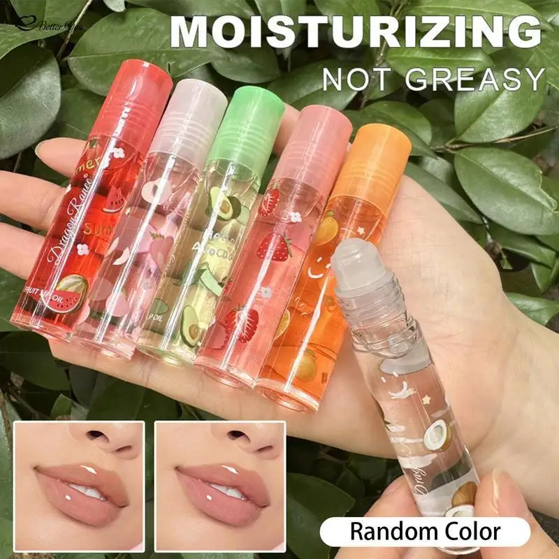 2024 NEW Fruit Roll-On Lip Balm Lip Makeup Primer Moisturizing Transparent Lip-Oil Long Lasting Hydrating Lips Repair Gloss