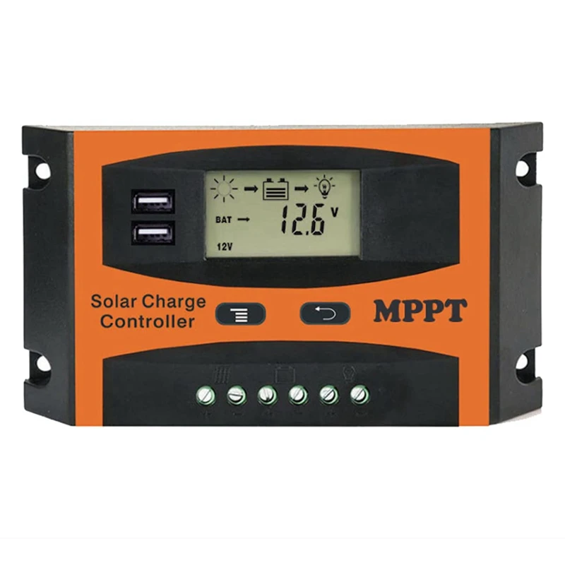 1 Pcs 30A Solar Controller 12V/24V Solar Panel With Dual USB Port And PWM LCD Display