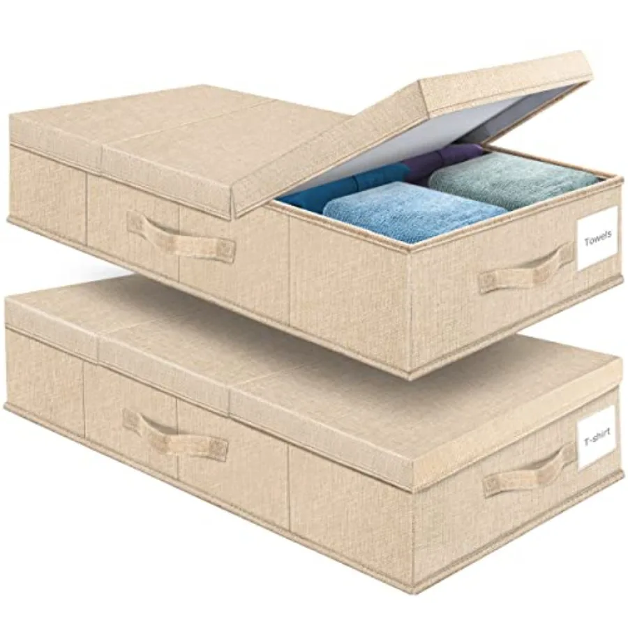 

Набор из 2 больших складных контейнеров для хранения под кроватью с крышками и ручками