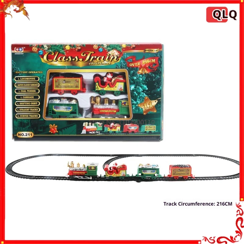 Conjunto de trem de natal com música papai noel pista pequeno trem decoração para casa ornamentos para crianças presente de natal modelo de veículo de brinquedo