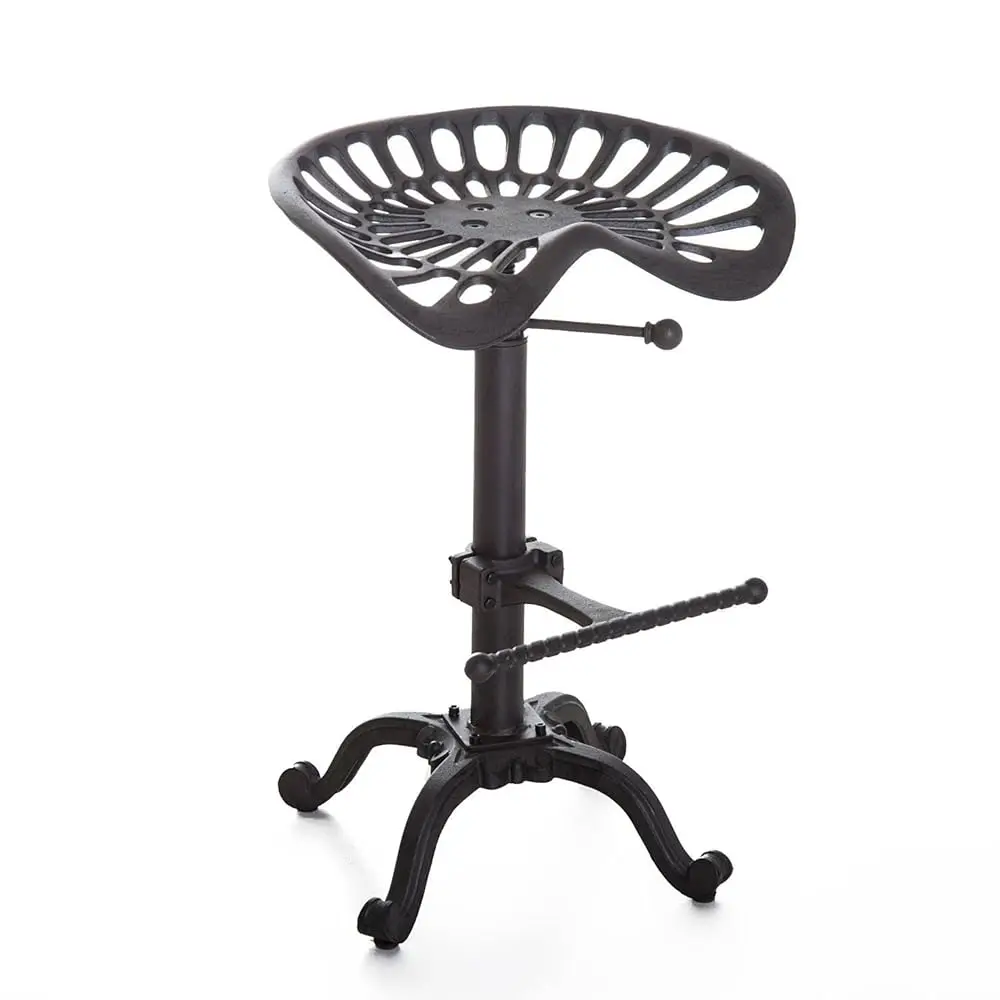

Rustic Industrial Farmhouse Tractor Seat Counter Height Adjustable Bar Stool Cast Iron Swivel Stool Industrial Bar Chair (Rust,