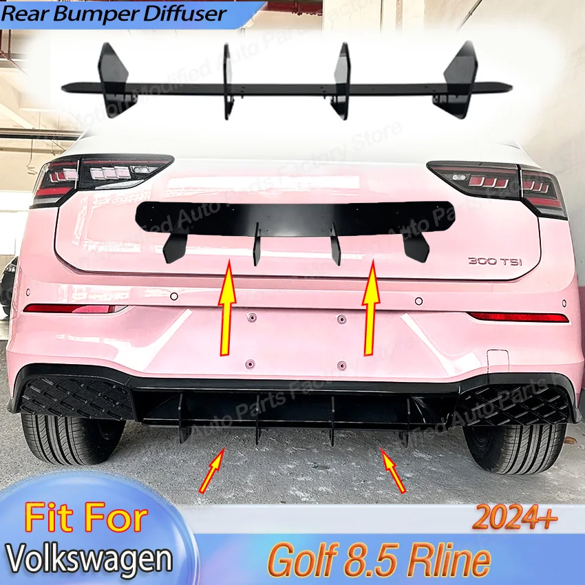 

Rear Bumper Diffuser For Volkswagen VW Golf 8.5 Rline 2024 2025 Lip Side Splitter Plate Body Kits Tuning Car Accessories