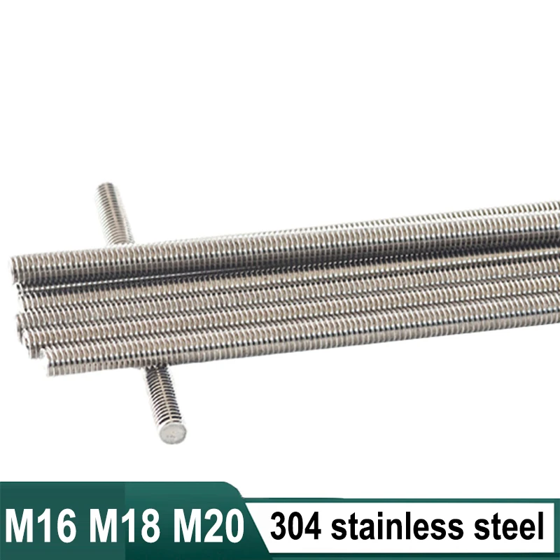

M16 M18 M20 A2 304 Stainless Steel Full Threaded Rod Fully Metric Thread Rods Screws Bolt Stud
