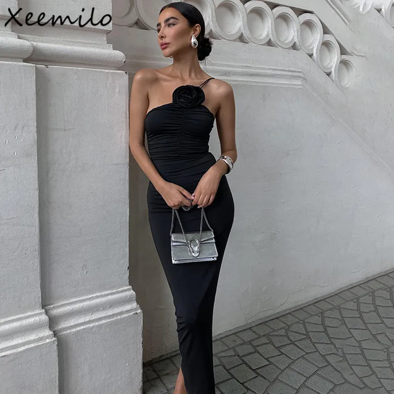 

Xeemilo Elegant Off Shoulder Ruched Dress Aesthetic Party Club Skinny Female Dress Elegant And Pretty Women Evening Dresses 2023