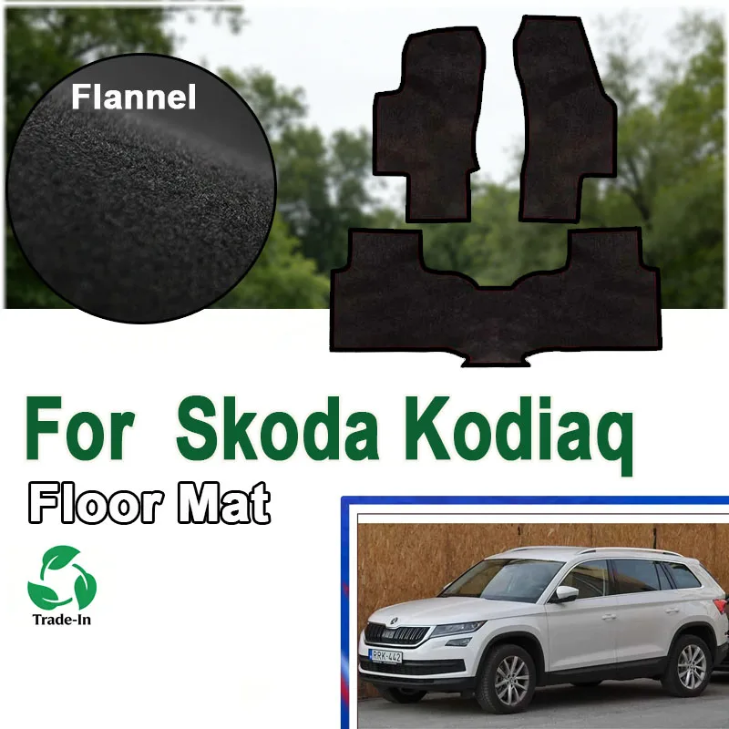 

Flannel Car Floor Mats For Skoda Kodiaq NS7 5 Seater 2017 2018 2019 2020 2021 2022 Foot Pads Carpets Rugs Panel Cover Auto