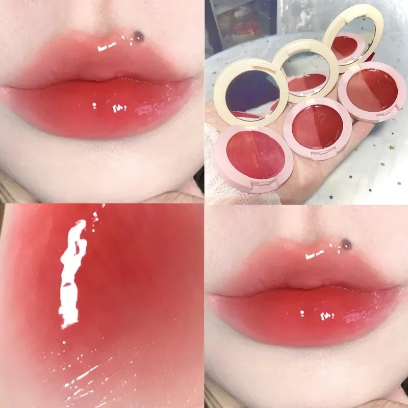 Idratante Jelly Lip Gloss con pennello 2 In 1 Waterproof Water Light Red Lip Blam Lasting Non Sticky Cup Lips Makeup Cosmetic