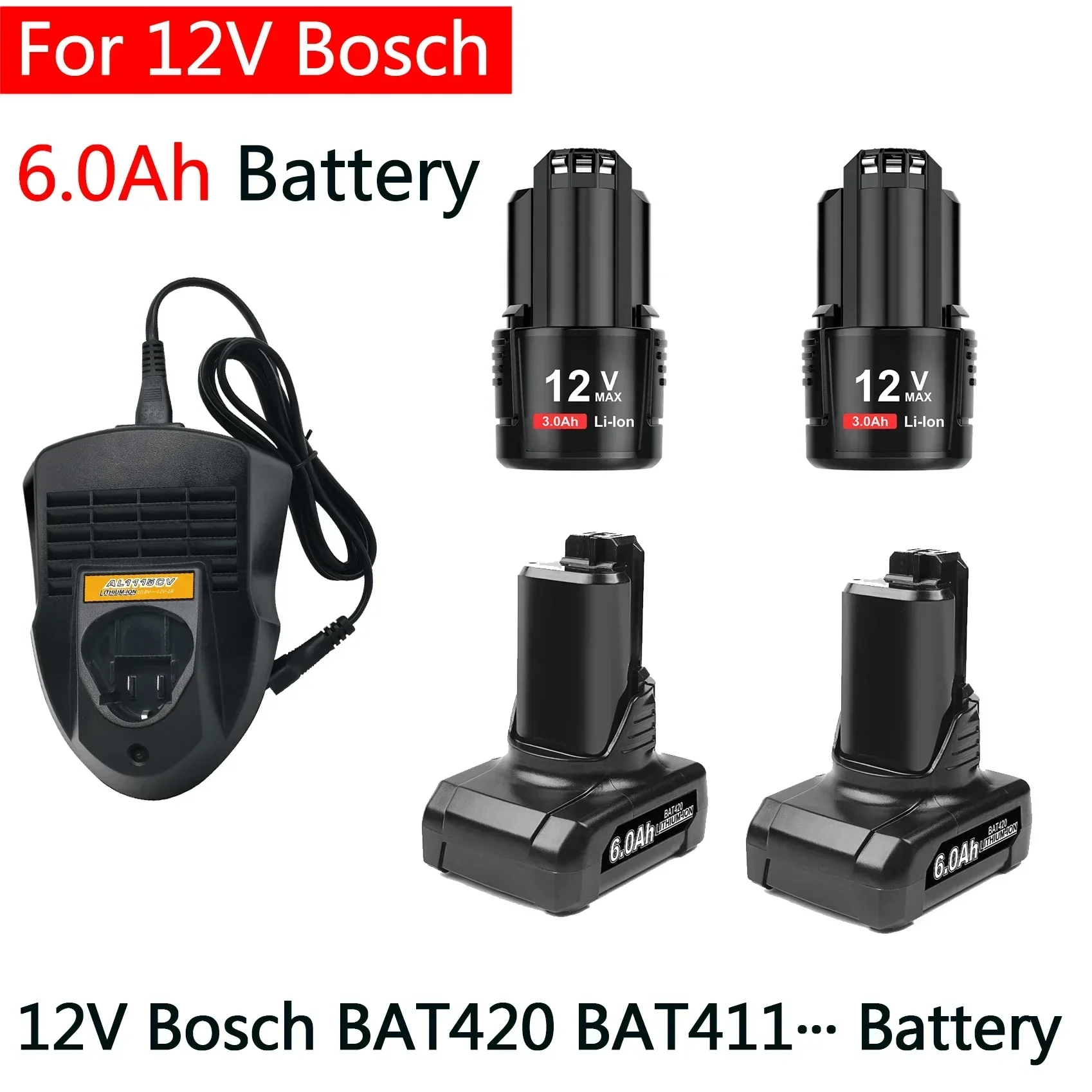 

for 12V Bosch Li-ion BAT420 BAT411 Replacement Battery for Bosch BAT411 BAT412 BAT413 BAT414 10.8V Battery Cordless Power Tools