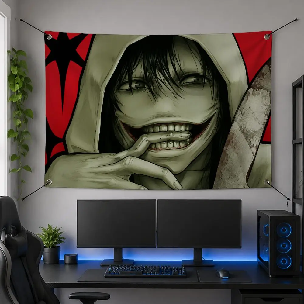 Character Horror T-The Killer Jeff Flags Flag Banner for Bedroom Dorm Party Home Living Room Game Room Gift