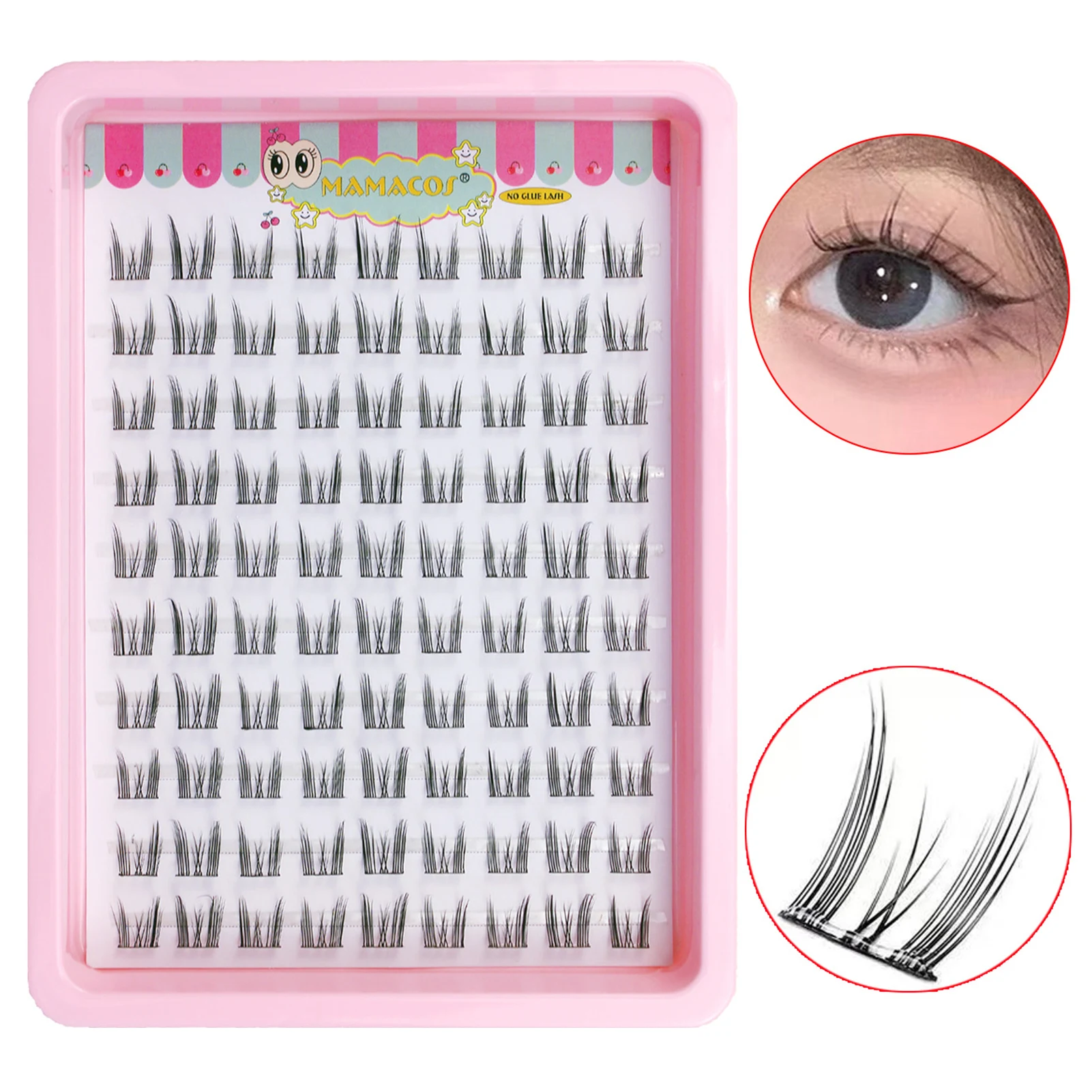 Sztuczne rzęsy Manga Cat Eye bez kleju, pojedyncze kępki rzęs, naturalne, miękkie, puszyste, 7-13mm, do codziennego użytku, do samodzielnego stylizowania, do cosplayu i makijażu.