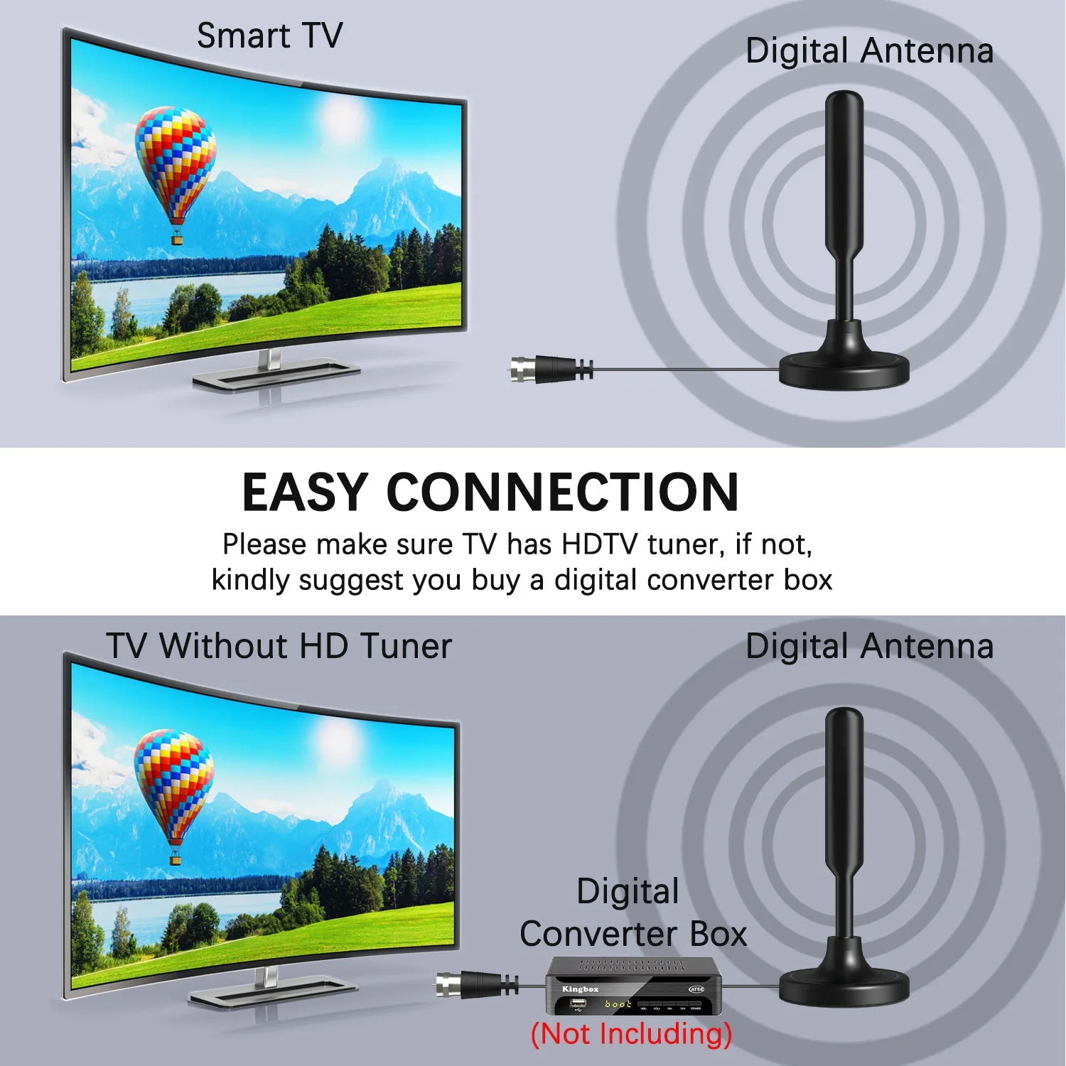 Antenna TV amplificatore TV digitale ad alta definizione gamma 3600 miglia per interni ed esterni con base magnetica