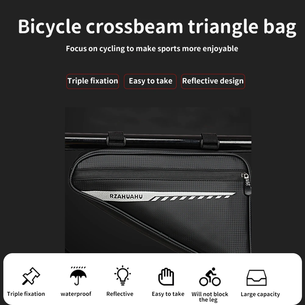 RZAHUAHU Cycling Frame Tube Front Bags Portable Bike Upper Tube Pannier Storage Pouch Night Reflective Cycling Accessories