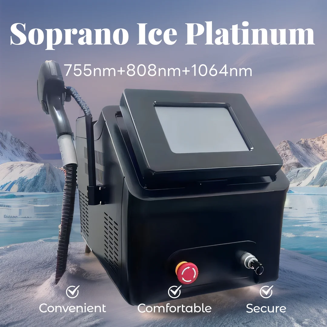 Soprano ICE PlatinumTitanium 808nm Diode  Diode Hair Removal Machine 755 808 1064nm 3 Wavelength 3500w 10Bar 2025