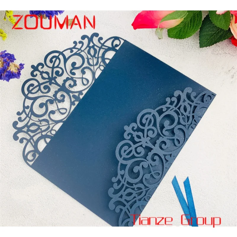 Custom , Customized color Print Loyal Blue Red White Retro Laser Cut Mariage Event Party Invitation Cards