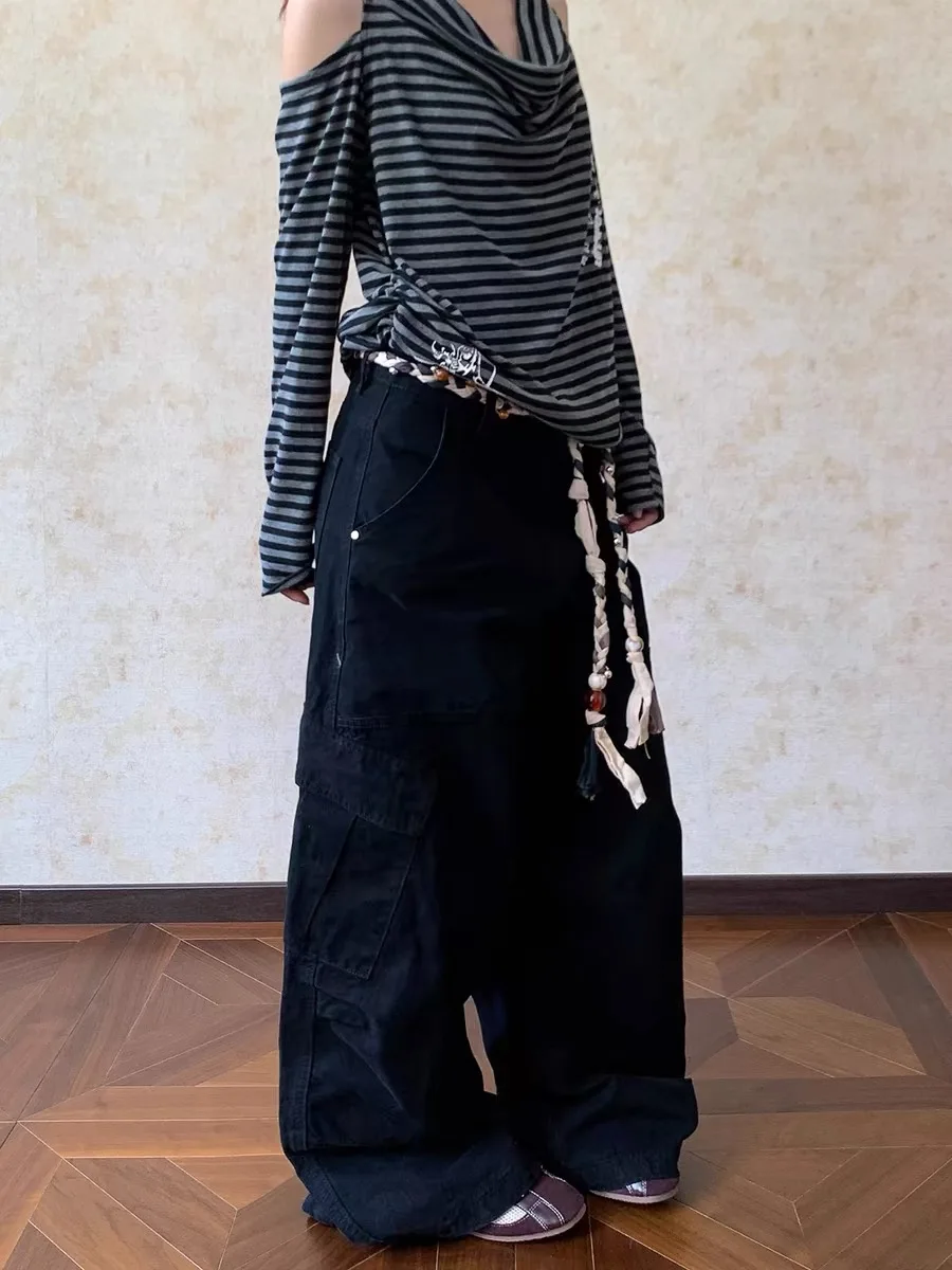 

American Waed Baggy Workwear Pants Men's Vintage Streetwear High Waist Straight Leg Casual Trousers for Autumn Season