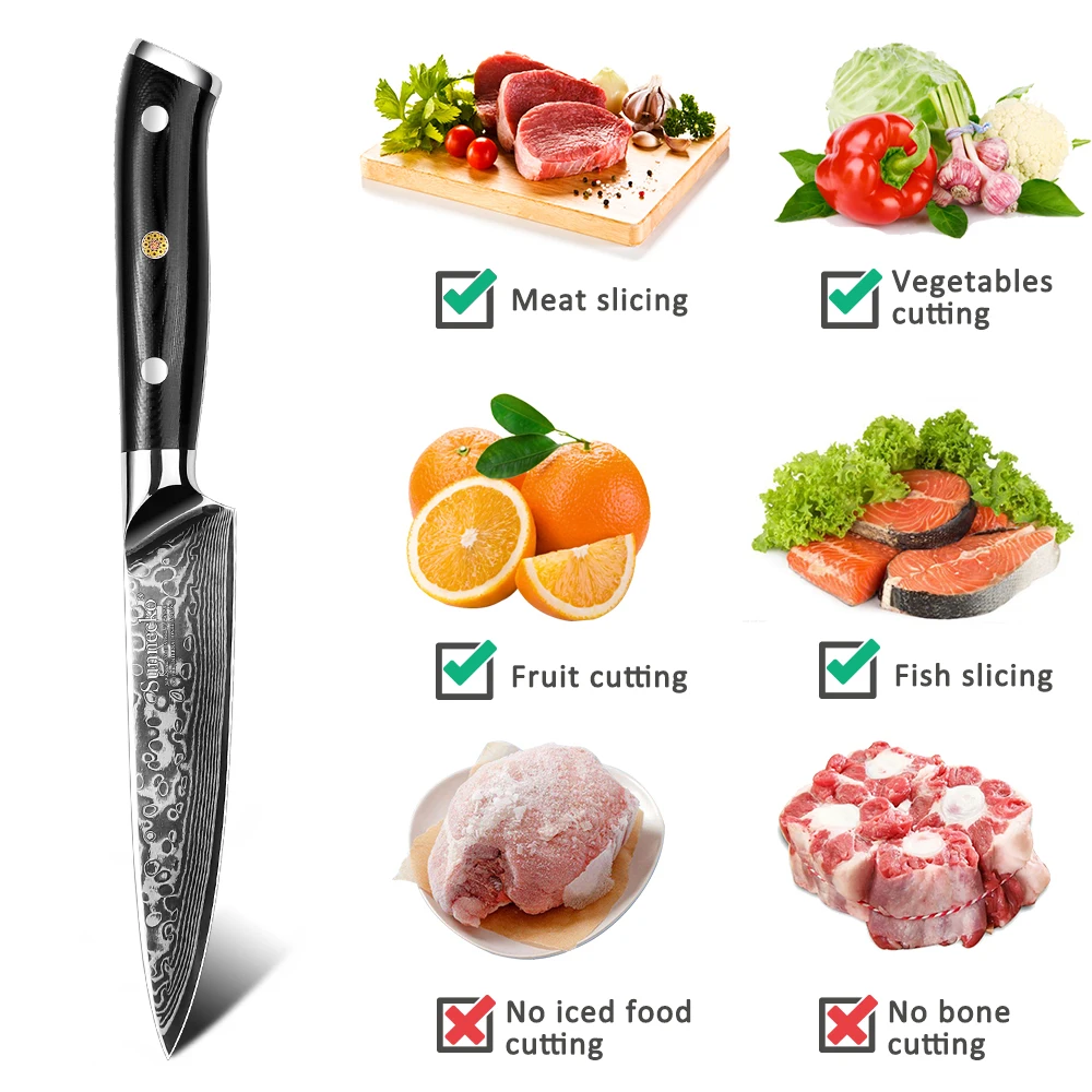 Classic Utility Paring Knives Chef\'s VG10 Damascus Steel Blade Cut Small Vegetable Meat Fruit Slicing Kitchen Knife Tools