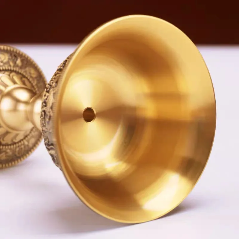 الشمعدان التبتي ، كوب شمعة نحاسي محفور بثمانية برونزية ميمونة ، حرف يدوية بوذية مصباح تانتر مذابح ديكور سطح المكتب #5