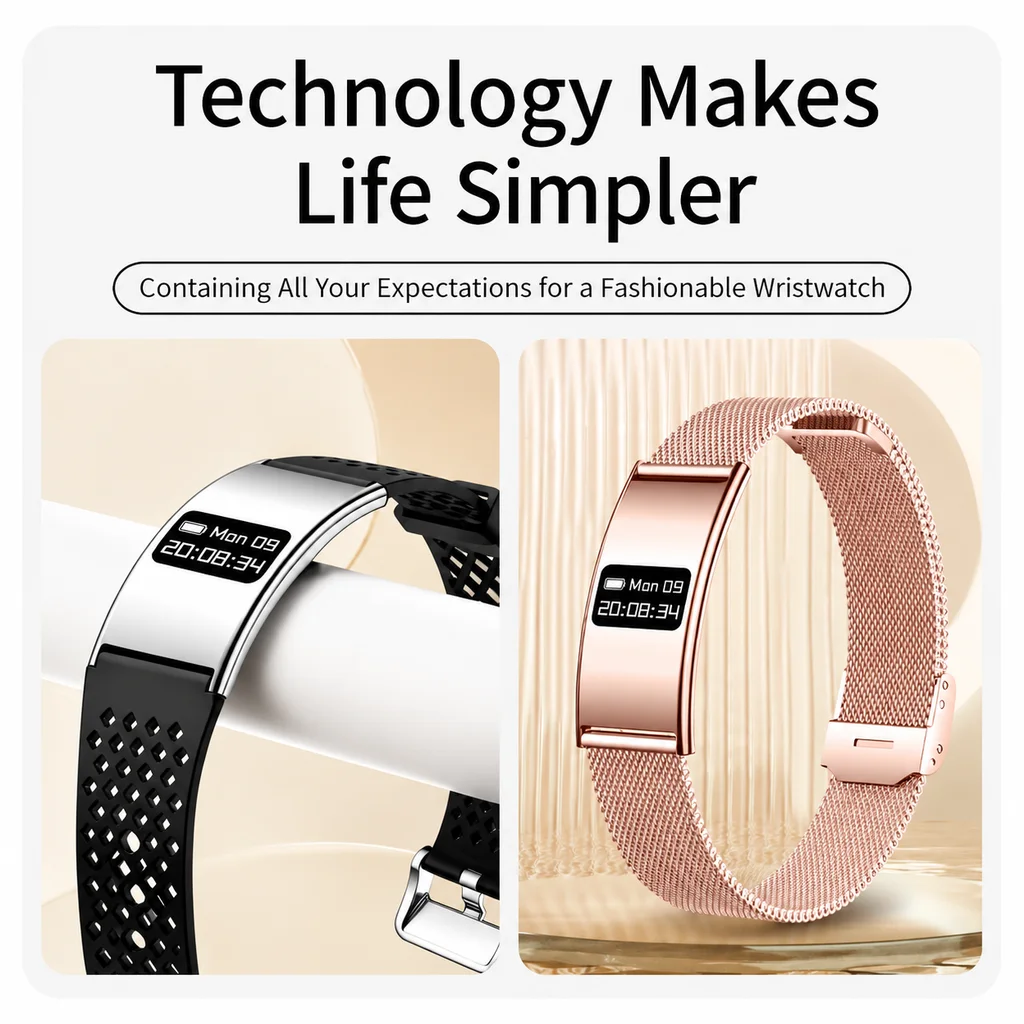 2.8mm Ultra-Thin Smart Bracelet Women Jewelry Gift Call Reminder Curved Fitness Tracker IP68 Waterproof Sleep Monitor Smartband