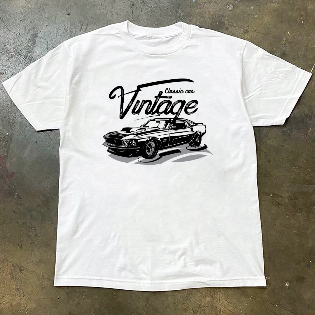

2025 Vintage Car T-Shirt Men Women Cotton Tees Short Sleeve Luxury Brand Tshirt Unisex Summer Y2k Tops Streetwear Men's Clothing