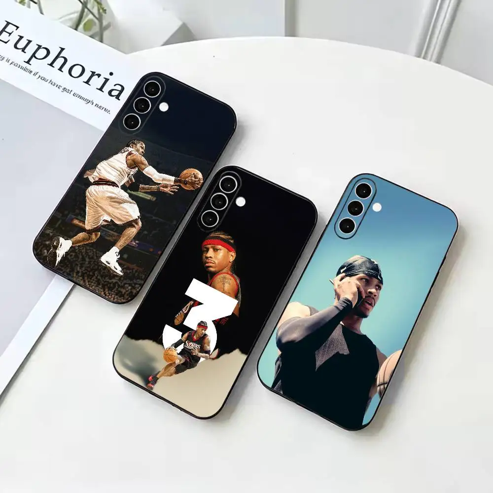 Allen Iverson Basketball star  Black Soft Silicone Phone Case For Samsung Galaxy A73 72 71 70 53 52 51