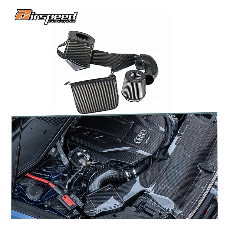 Airspeed Brand  Neat and Clear Surface Texture 100% Dry Carbon Fiber Cold Air Intake System For AUDI A6 A7 C8 3.0T