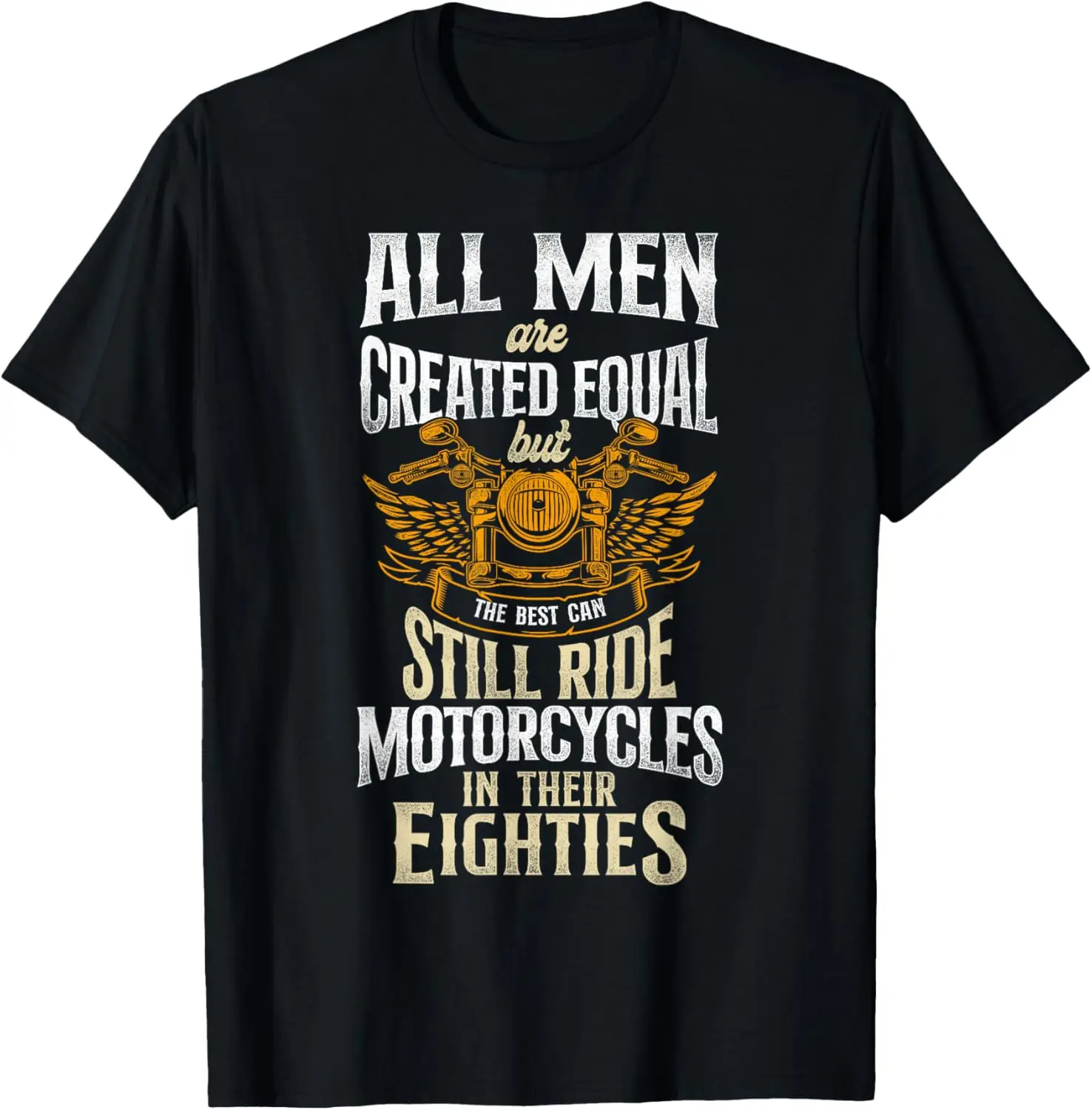 Classic Motorcycle Biker Grandpa 80Th Birthday All Men Are T-Shirt 100% Cotton Trendy Y2K Short-Sleeve Tee-Soft, Quick-Drying,