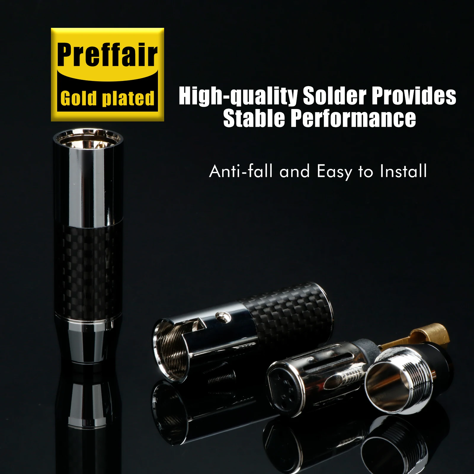 Hallo-end 4pin XLR Stecker Rhodiniert Carbon Fiber Audio XLR Stecker Buchse Stecker Für 11mm DIY verbindung Kabel