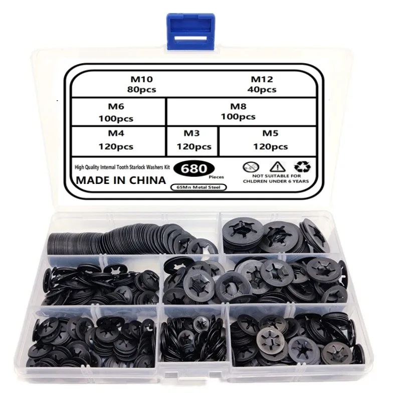 680PCS 65 Manganese Spring Clip Ring Closed Bearing Clip Retaining Ring Torx Clip Ring Bearing Washer for Shaft Flanged Cap Torx