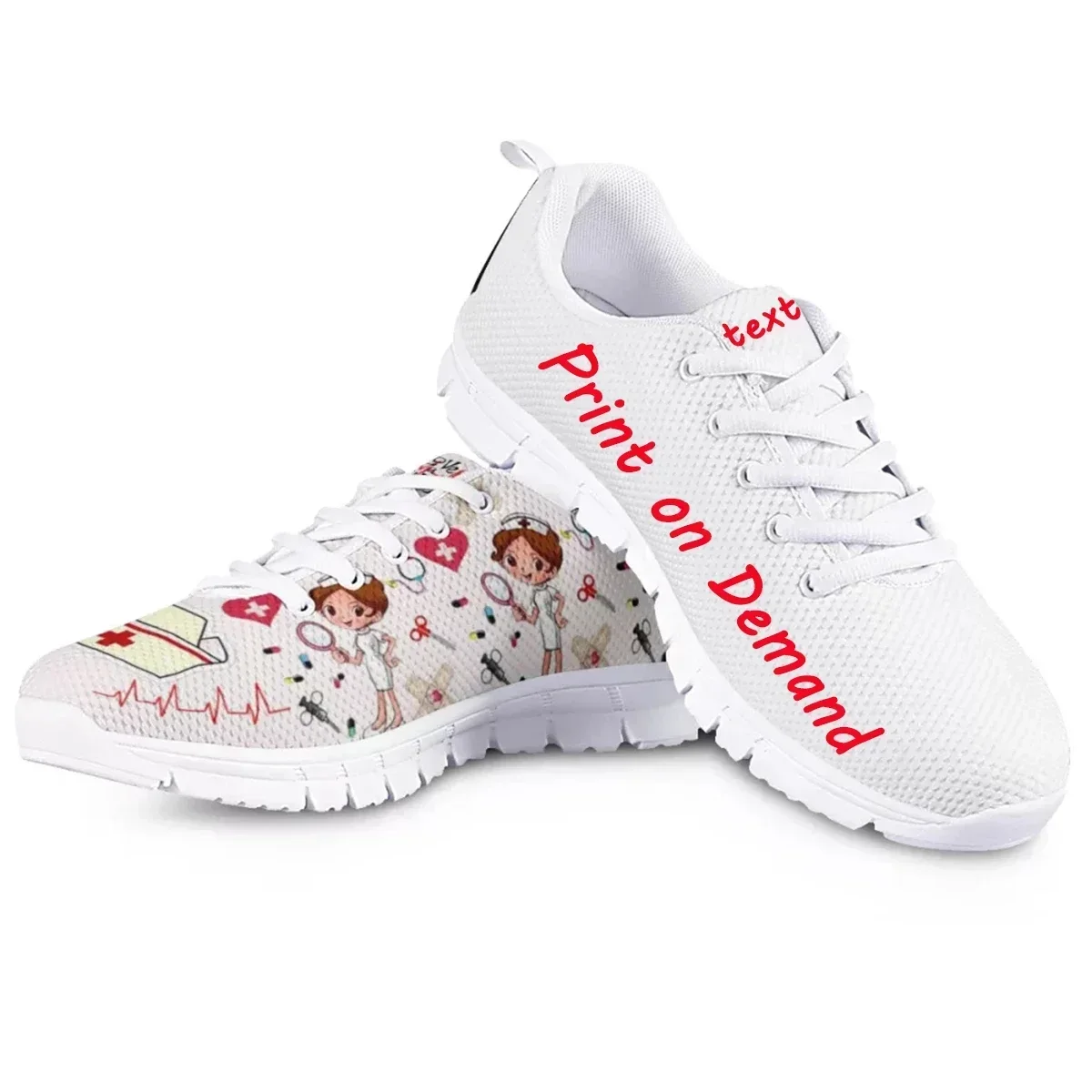 

Custom Shoes White Style Breathable Net Shoes Women Casual Outdoor Customizable Flats Shoe Brand Sneakers Lightweight
