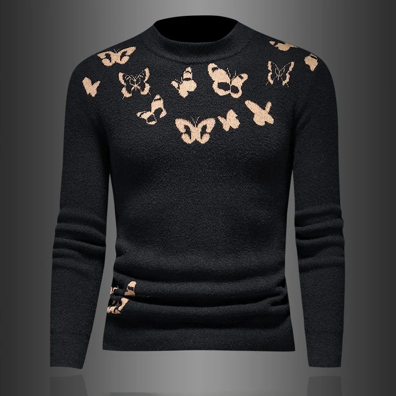 

Winter Faion Men's Long Sve Knitted Sweater Personali Base Layer irt Soft Wool Blend Comfortable Breathable Casual Wear