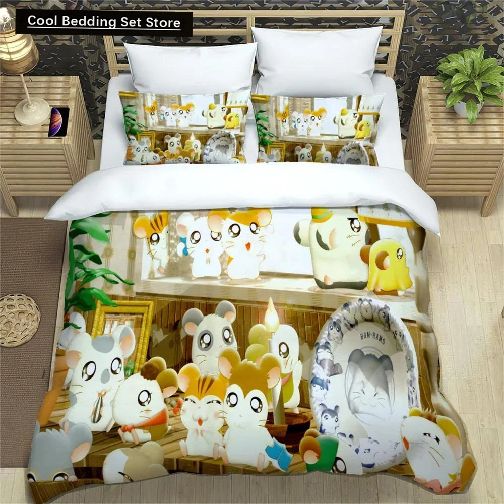 

3D Printing Cartoon Lovely Hamtaro Bedding Set Duvet Cover Pillow Set Birthday Gift Children quilt cover Bedding Home Textiles