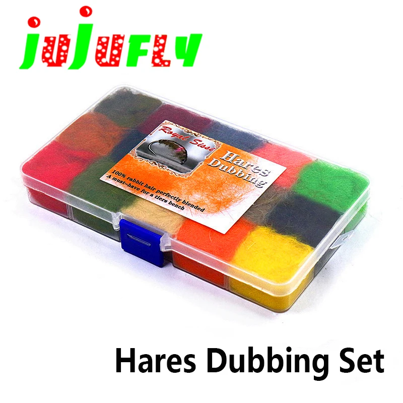 

Jujufly 15Colors assorted Fly Tying hares Dubbing Dispenser little spiky rabbit hair fiber nymph dub general fly tying materials