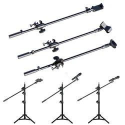 55CM Rotating Microphone Stand Crossbar Arms Mic Clip Phone Holder Extension Bracket Designed 3/8 Thread cross bar