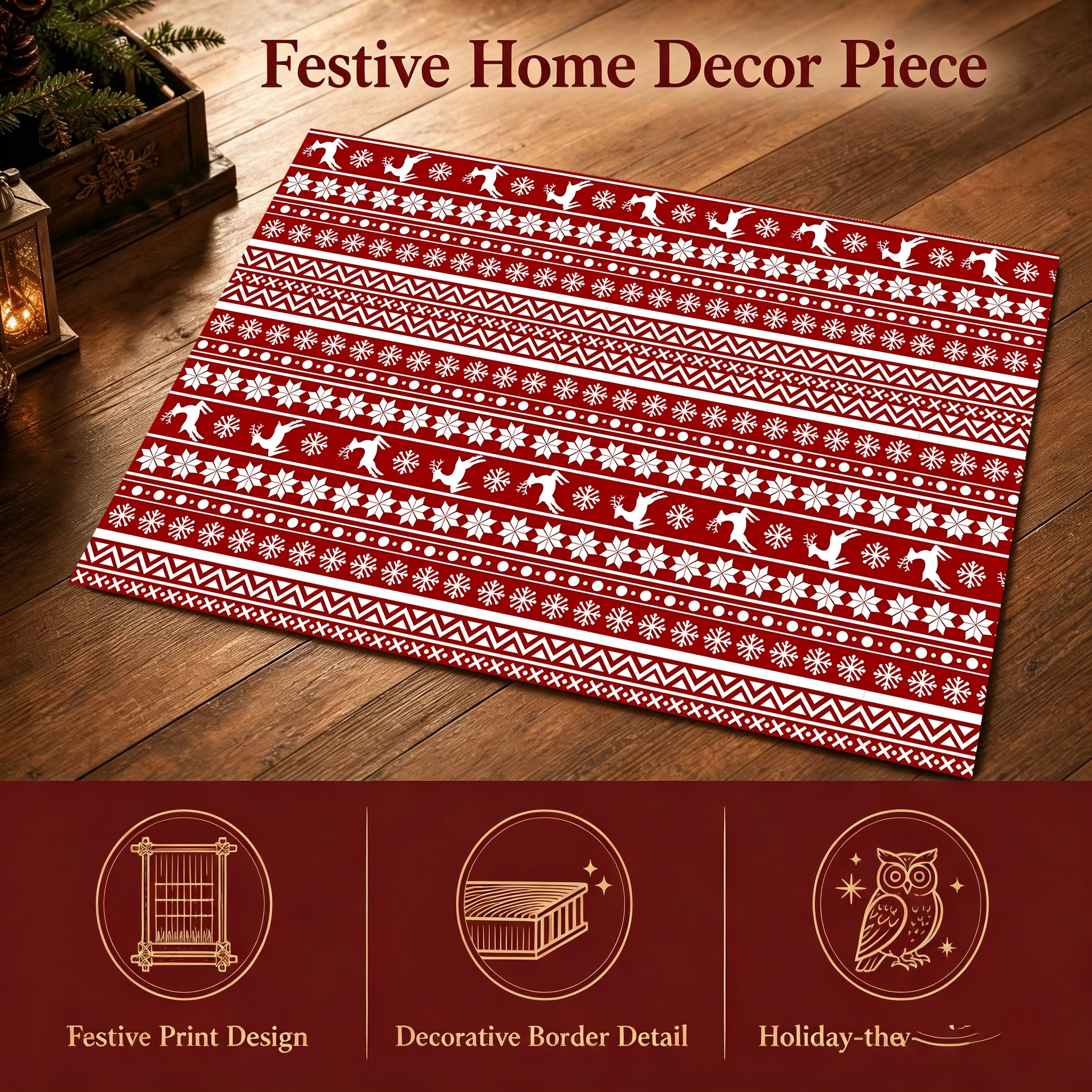 Christmas Candy Snowflake Velvet Area Rug, for Living Room Bedroom Entryway, Autumn Winter Festive Decor