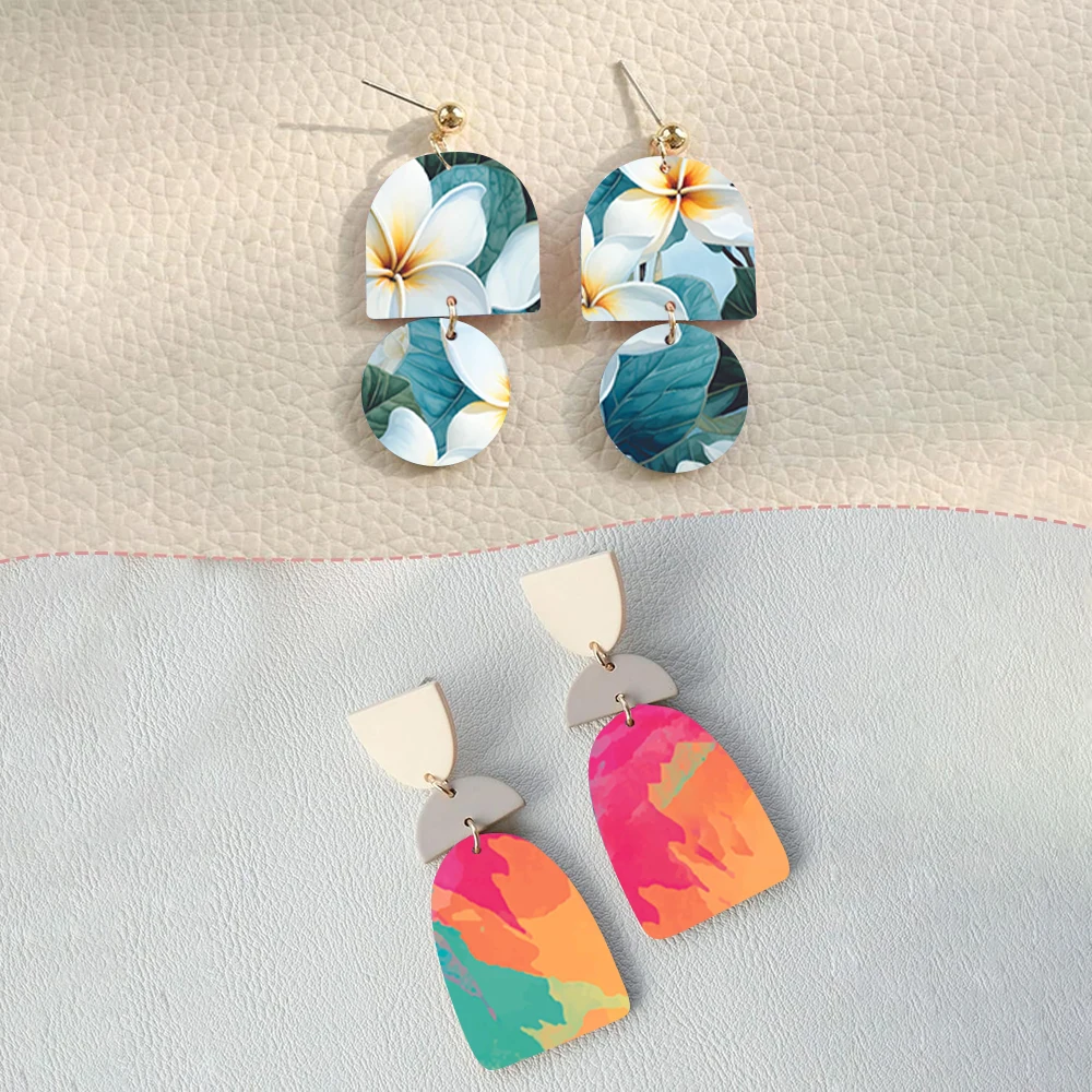 Colorful Flower Leaves Abstract Pattern Polymer Clay Transfer Paper Stickers for DIY Jewelry Earrings Printing Paper Making
