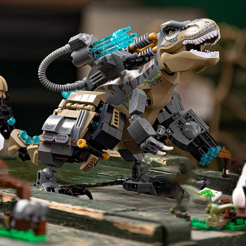 Children's Boys' Building Block Toys, Tech-Inspired Armed Mechanical Dinosaur Building Blocks, Heavy Weapon Version Dinosaur Assembly Model, Boys' Christmas Surprise Gift Toy