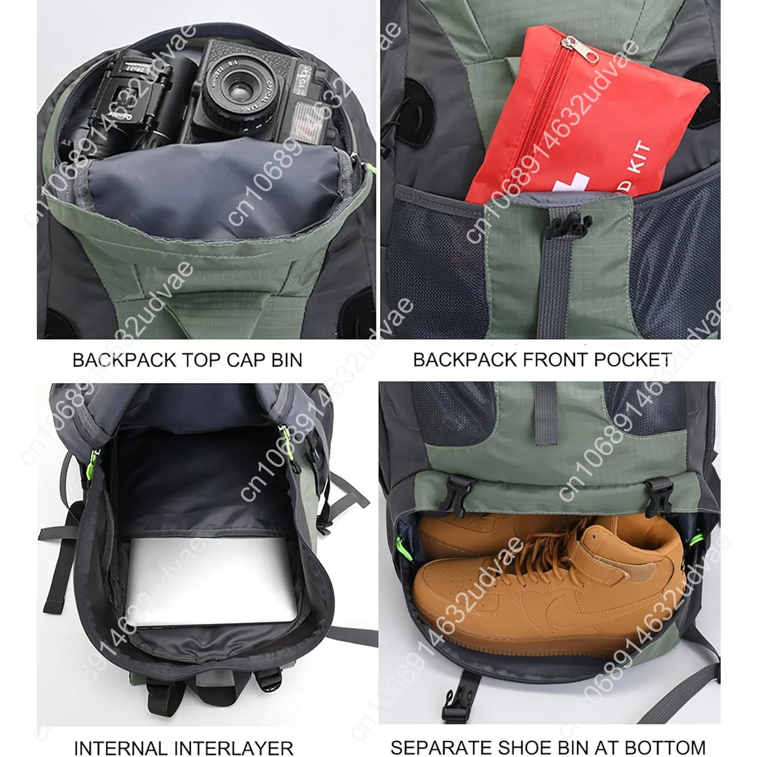 Bseash 50L Hiking Backpack, Water Resistant Lightweight Outdoor Sport Daypack Travel Bag for Camping Climbing Skiing Cycling (Ar