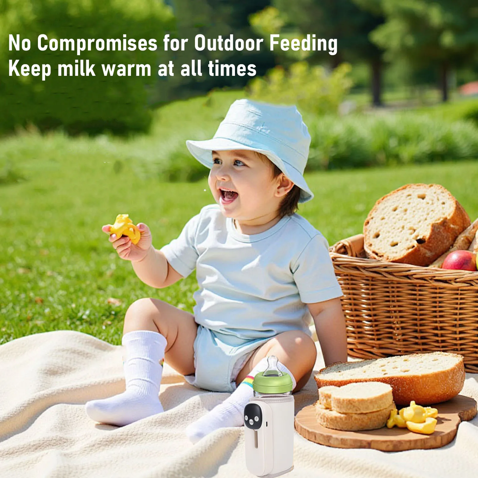 Aquecedor de garrafas portátil com display LED, 11 configurações de temperatura, recarregável, rápido, aquecedor de leite com função de memória de luz noturna