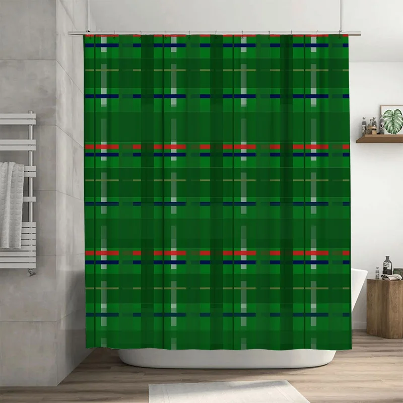 Green Tartan Shower Curtain, Creates a Cozy Spa-Like Ambiance in Your Bathroom, Waterproof and Durable
