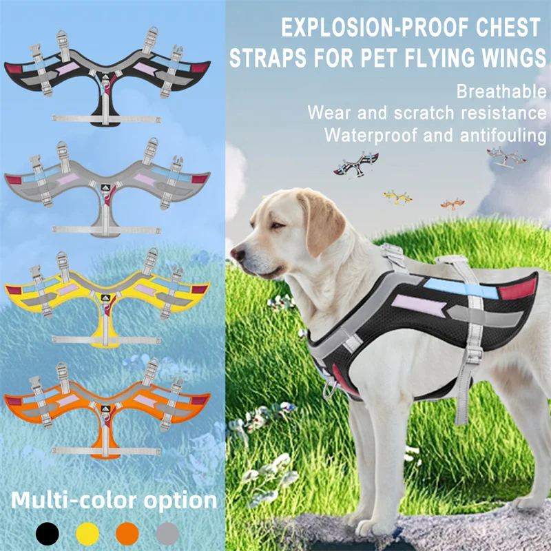 Reflective Dog Harness Breathable Adjustable Dog Accessories For Small Large Dogs Outdoor Walking Wing Design Cool Pet Supplies