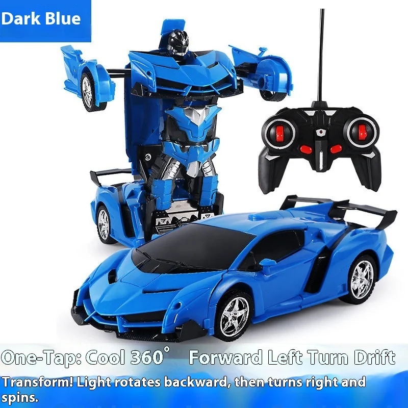 One-Button Transform RC Racing Car Remote Control Rechargeable Police Sports Vehicle Electric Toy Model for Kids Boys Gift