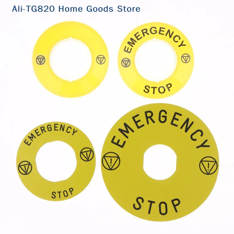 Emergency Stop Warning Stickers With Durable Waterproof High Visibility Yellow Finish Perfect For Industrial Machinery Workshops